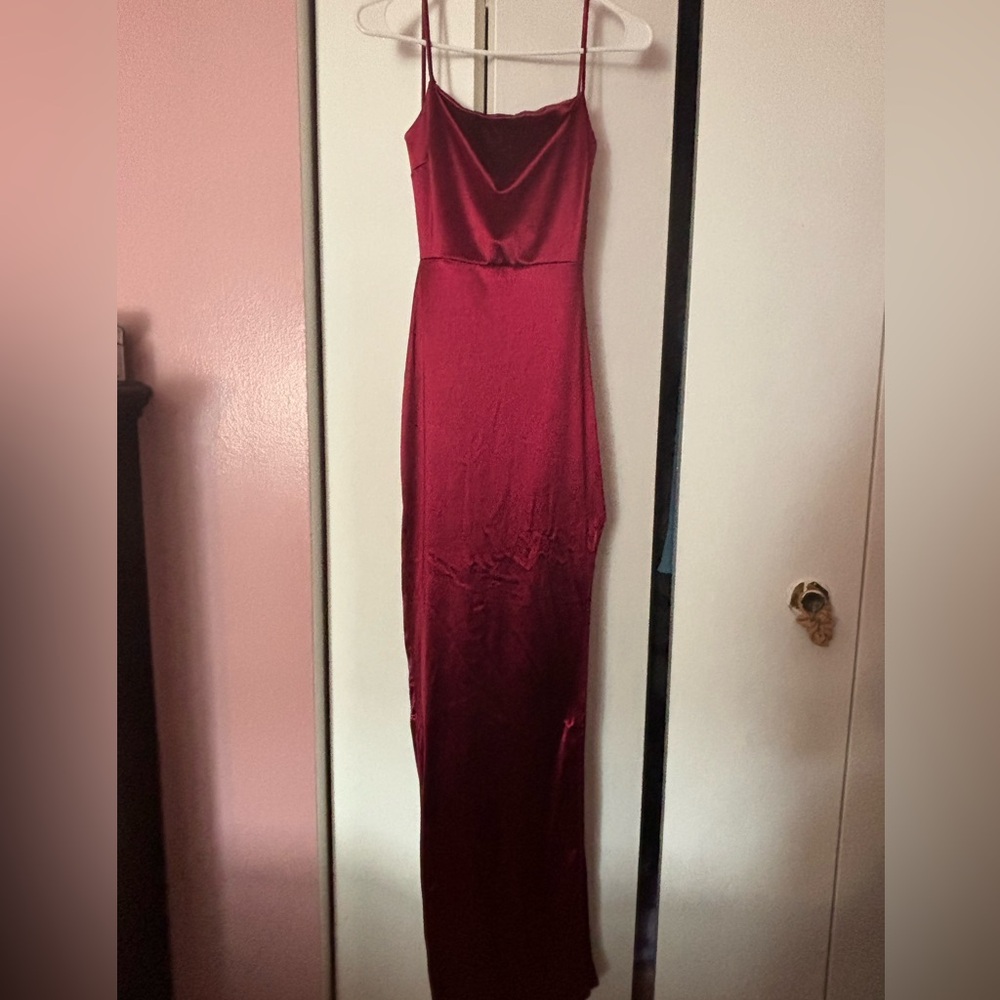 Red open back dress